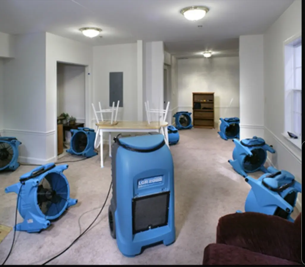 Air movers and dehumidifier setup for Water Extraction & Removal in Los Altos