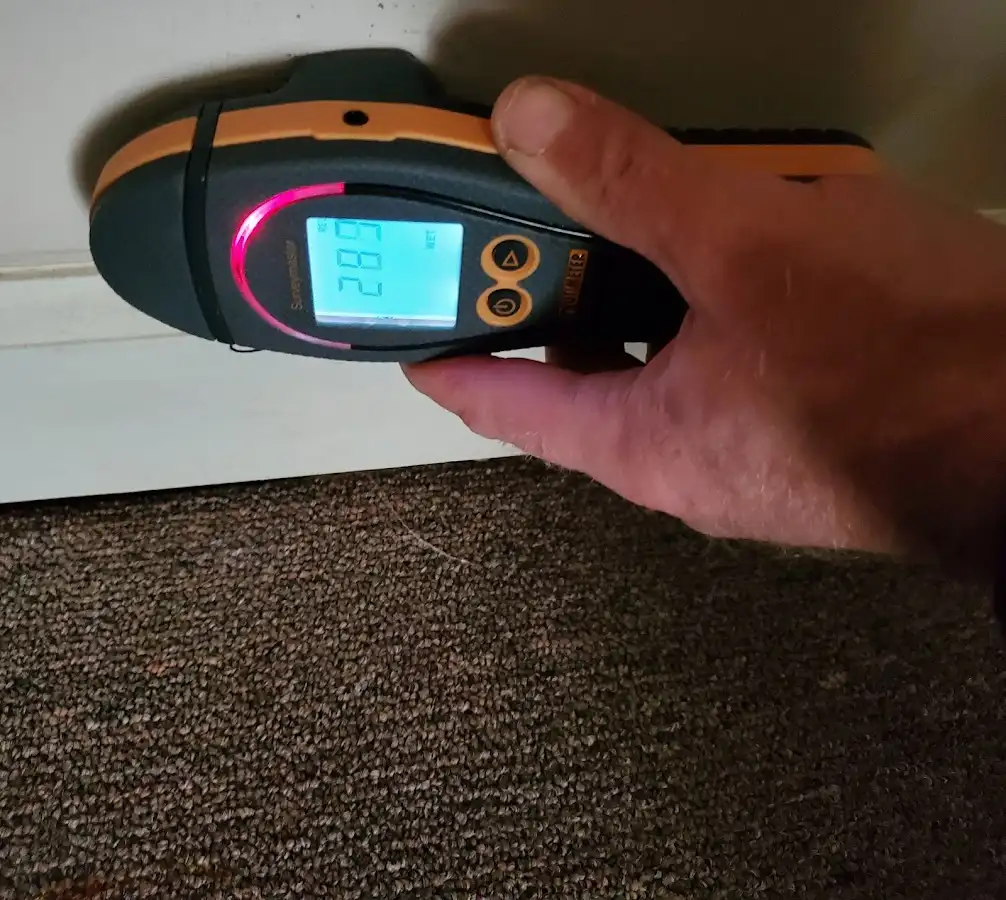 Moisture detection at baseboard during Sewage Cleanup & Sanitation in Los Altos